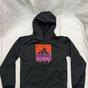 Adidas Youth Hoodie Size M (10-12) Black Halloween Drip Logo Sweatshirt
